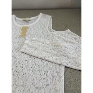 Michael Kors NWTWomen Large White Beach Cover Up Dress Eyelet Lace Open Shoulder